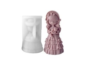 Molde silicona nena con vincha y gato
